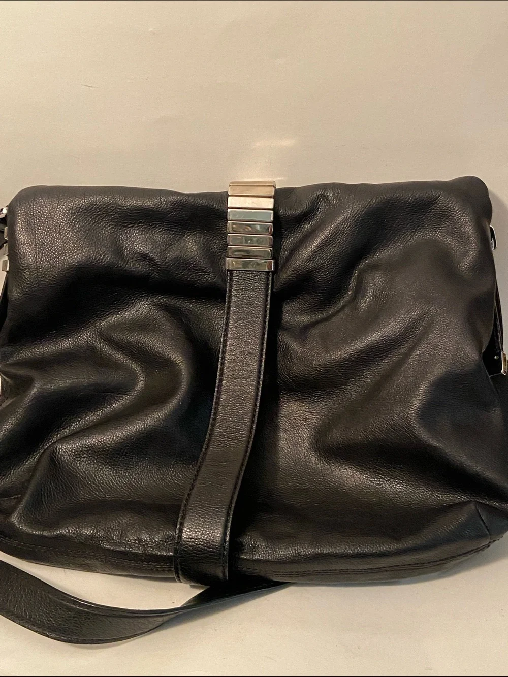 Michael Kors Darlington Black Leather Crossbody Bag w/Silver Hardware Details